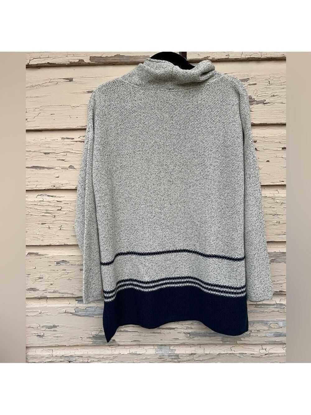 J. Jill Colorblock Knit Oversized Nautical Cowl Neck Pullover Sweater S